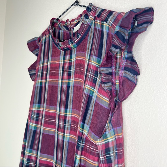 LOFT Burgundy Red Purple Colorful Plaid Sleeveless Top Plus Size 14 - Picture 4 of 11